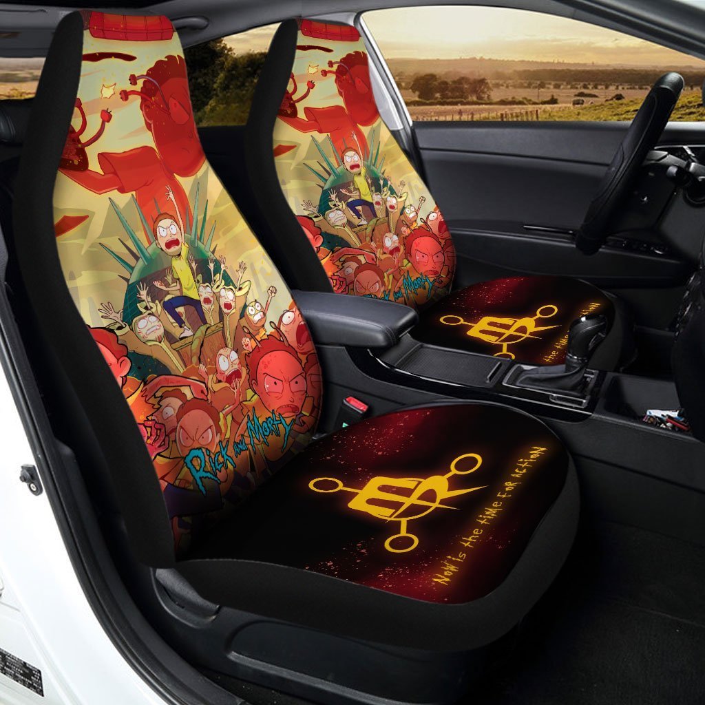 Rick and Morty Car Seat Covers Custom Now Is The Time For Action - Gearcarcover - 2