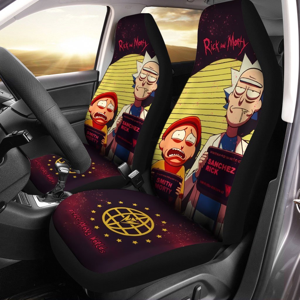 Rick and Morty Car Seat Covers Custom Police Wanted - Gearcarcover - 1
