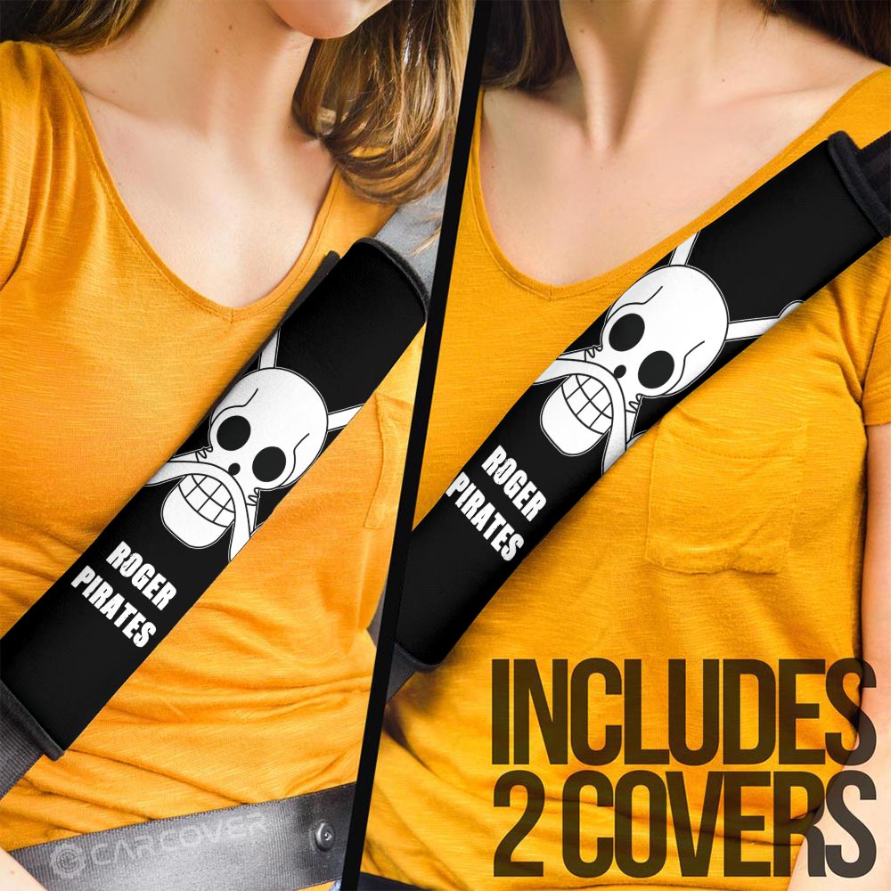 Roger Pirates Flag Seat Belt Covers Custom One Piece Anime Car Accessories - Gearcarcover - 2