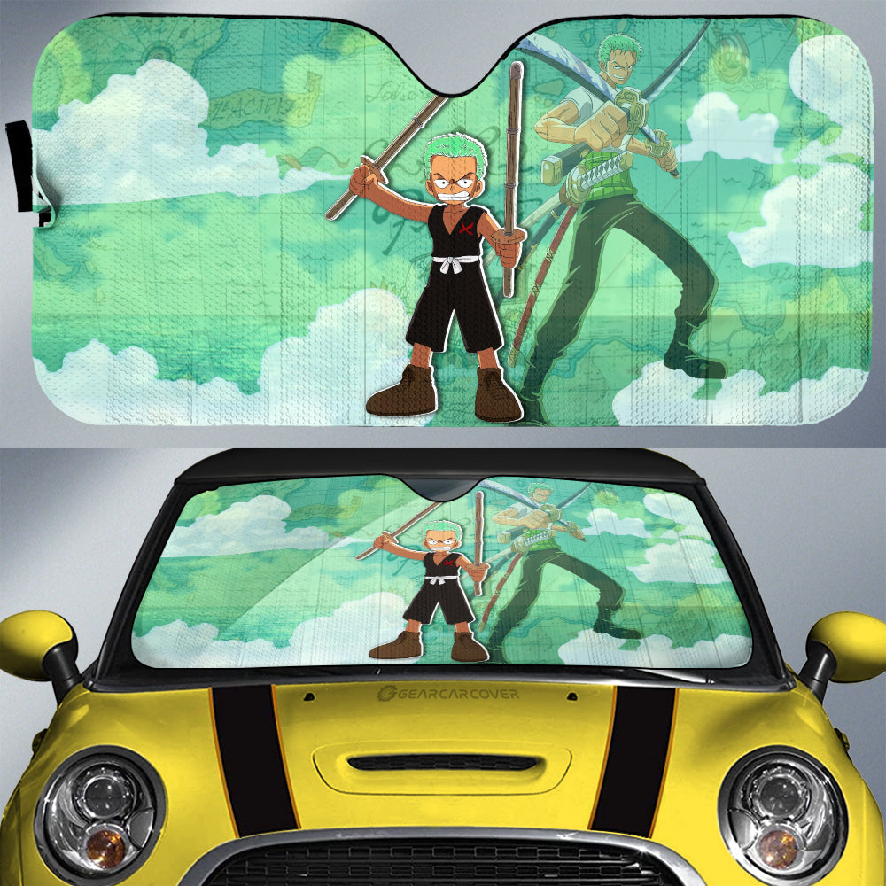 Roronoa Zoro Car Sunshade Custom One Piece Map Anime Car Accessories - Gearcarcover - 1