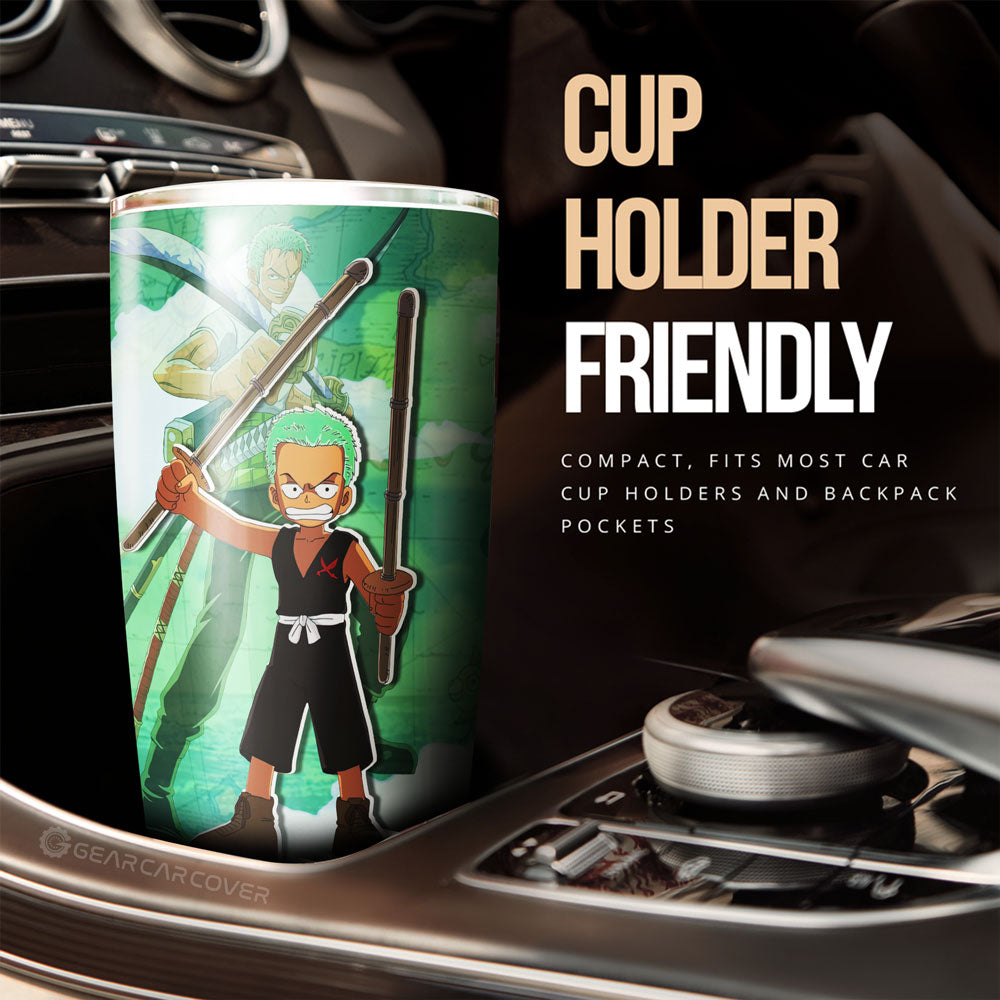 Roronoa Zoro Tumbler Cup Custom One Piece Map Anime Car Accessories - Gearcarcover - 2