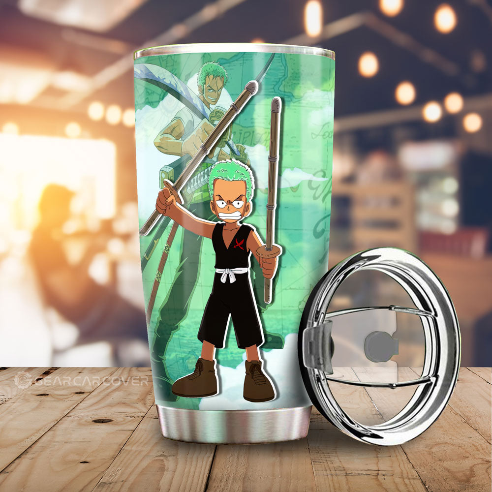 Roronoa Zoro Tumbler Cup Custom One Piece Map Anime Car Accessories - Gearcarcover - 1