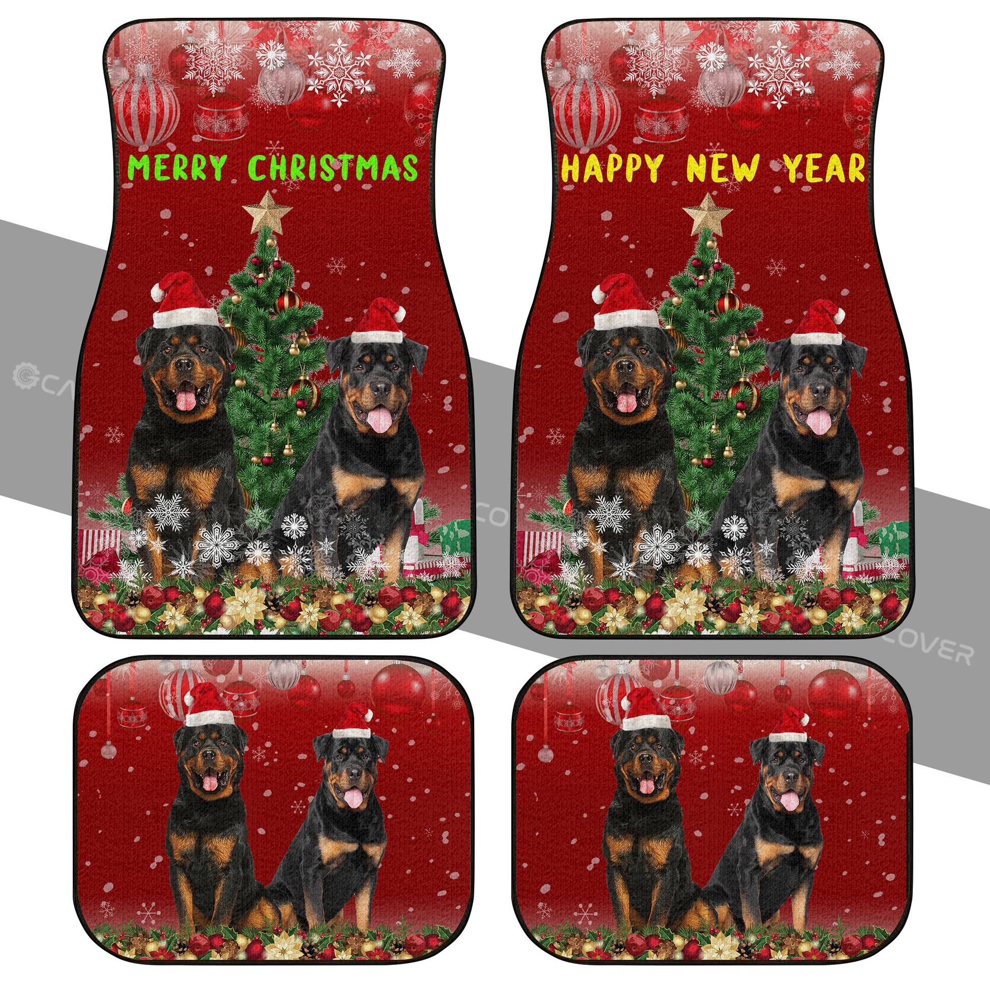 Rottweilers Car Floor Mats Custom Xmas Car Accessories - Gearcarcover - 2