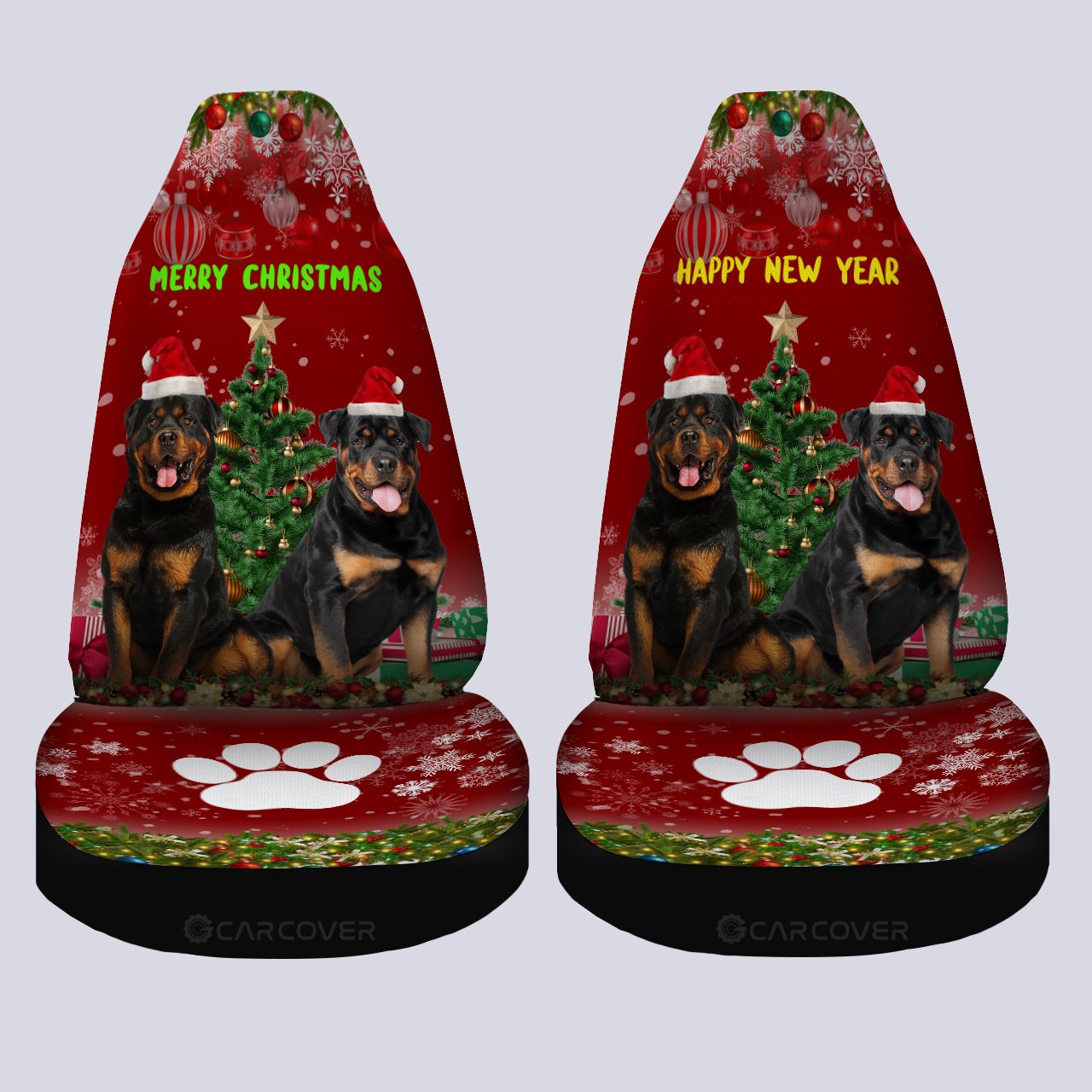 Rottweilers Car Seat Covers Custom Xmas Car Accessories - Gearcarcover - 4