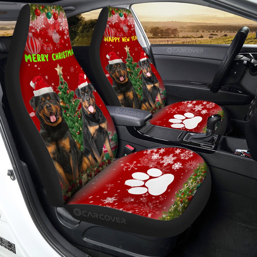 Rottweilers Car Seat Covers Custom Xmas Car Accessories - Gearcarcover - 1