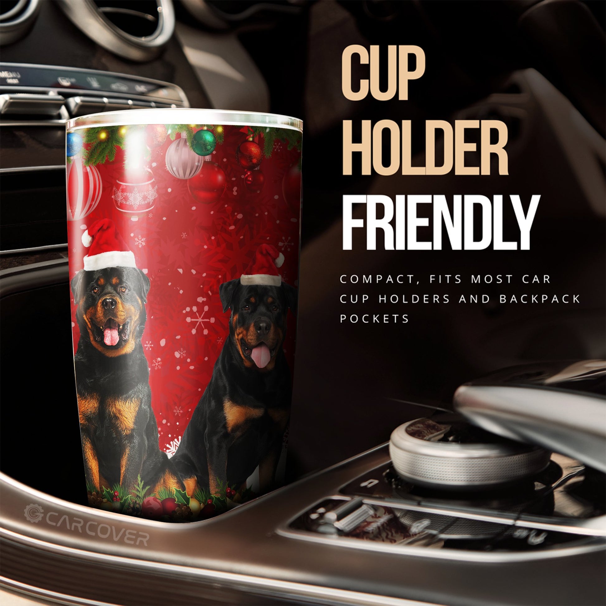Rottweilers Tumbler Cup Custom Xmas Car Accessories - Gearcarcover - 3