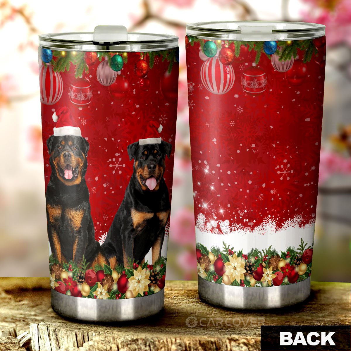 Rottweilers Tumbler Cup Custom Xmas Car Accessories - Gearcarcover - 4