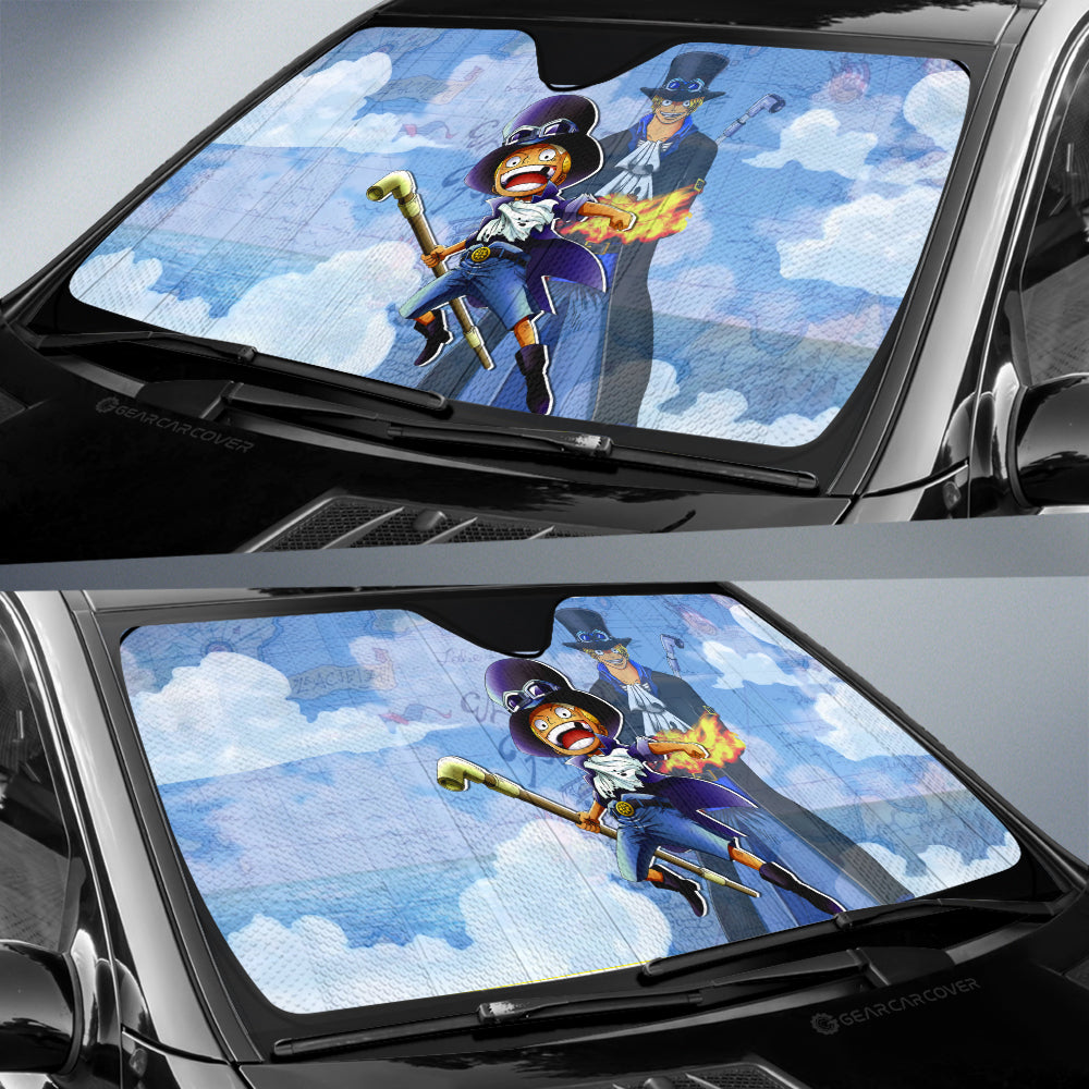 Sabo Car Sunshade Custom One Piece Map Anime Car Accessories - Gearcarcover - 2