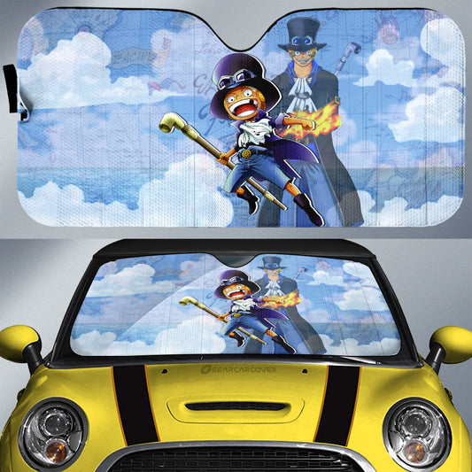 Sabo Car Sunshade Custom One Piece Map Anime Car Accessories - Gearcarcover - 1