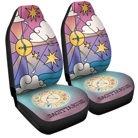 Sagittarius Colorful Car Seat Covers Custom Zodiac Car Accessories - Gearcarcover - 1