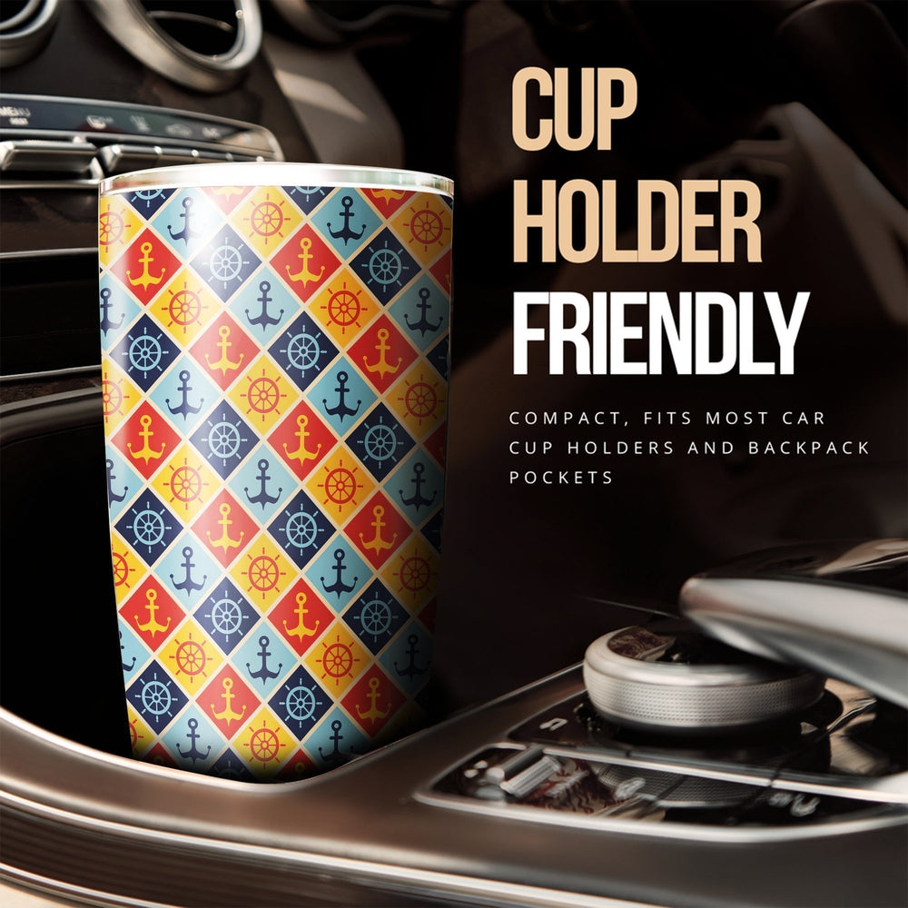 Sailor Anchor Tumbler Cup Custom Pattern Car Accessories - Gearcarcover - 2