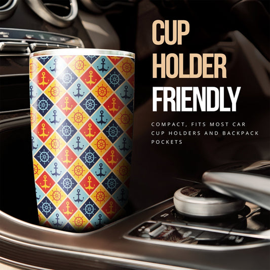 Sailor Anchor Tumbler Cup Custom Pattern Car Accessories - Gearcarcover - 2