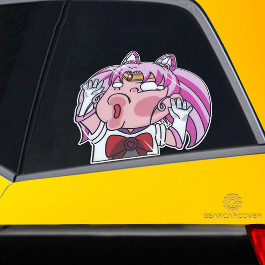 Sailor Chibi Moon Hitting Glass Car Sticker Custom Sailor Moon Anime Car Accessories For Anime Fans - Gearcarcover - 2