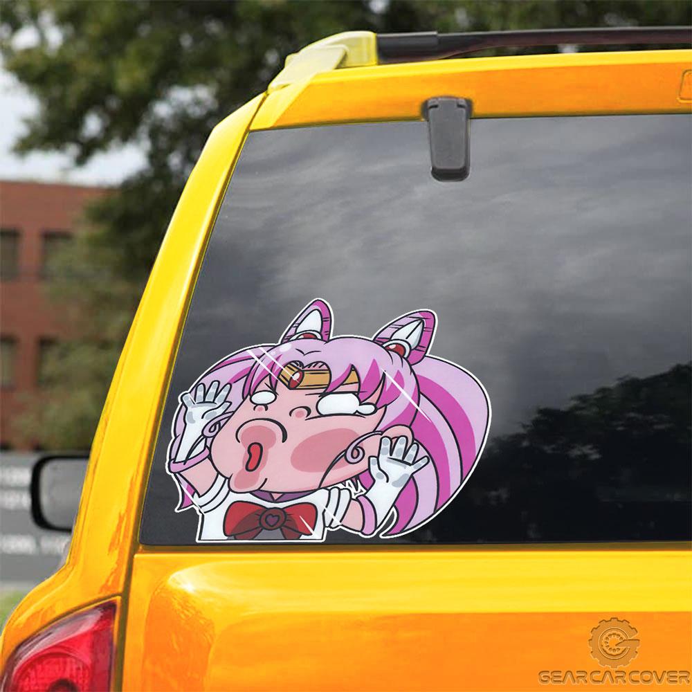 Sailor Chibi Moon Hitting Glass Car Sticker Custom Sailor Moon Anime Car Accessories For Anime Fans - Gearcarcover - 3