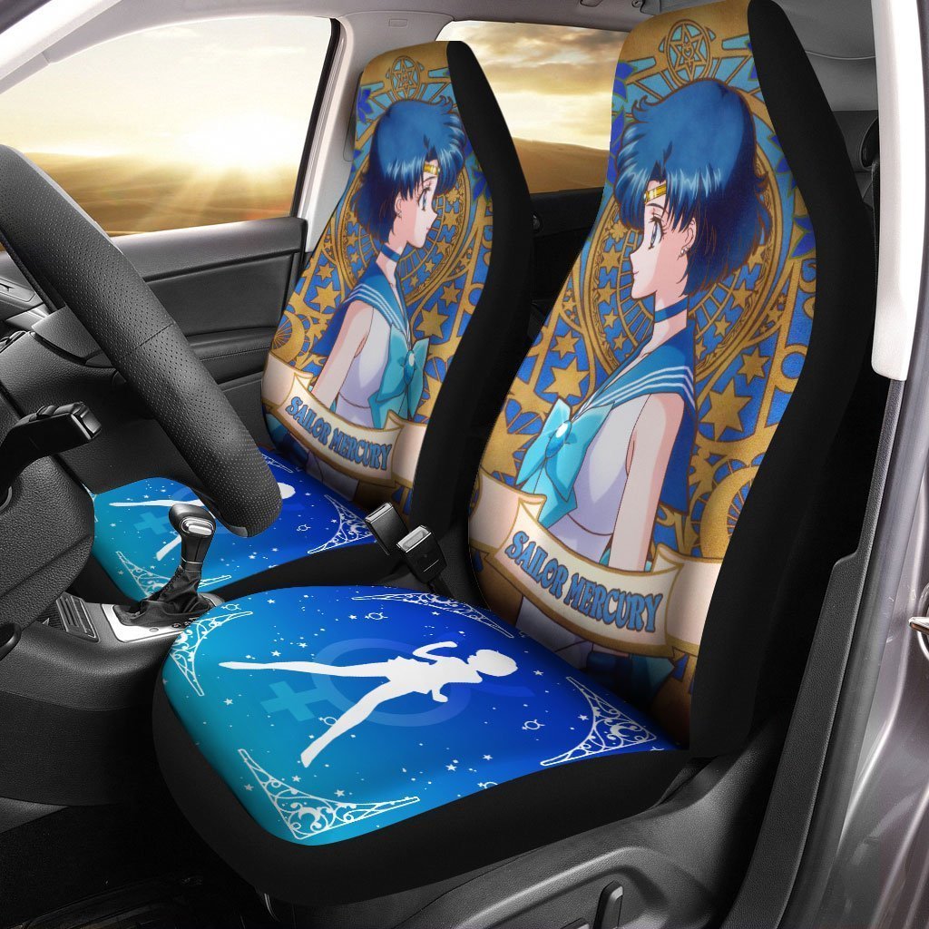 Sailor Mercury Car Seat Covers Custom Anime Car Accessories - Gearcarcover - 1