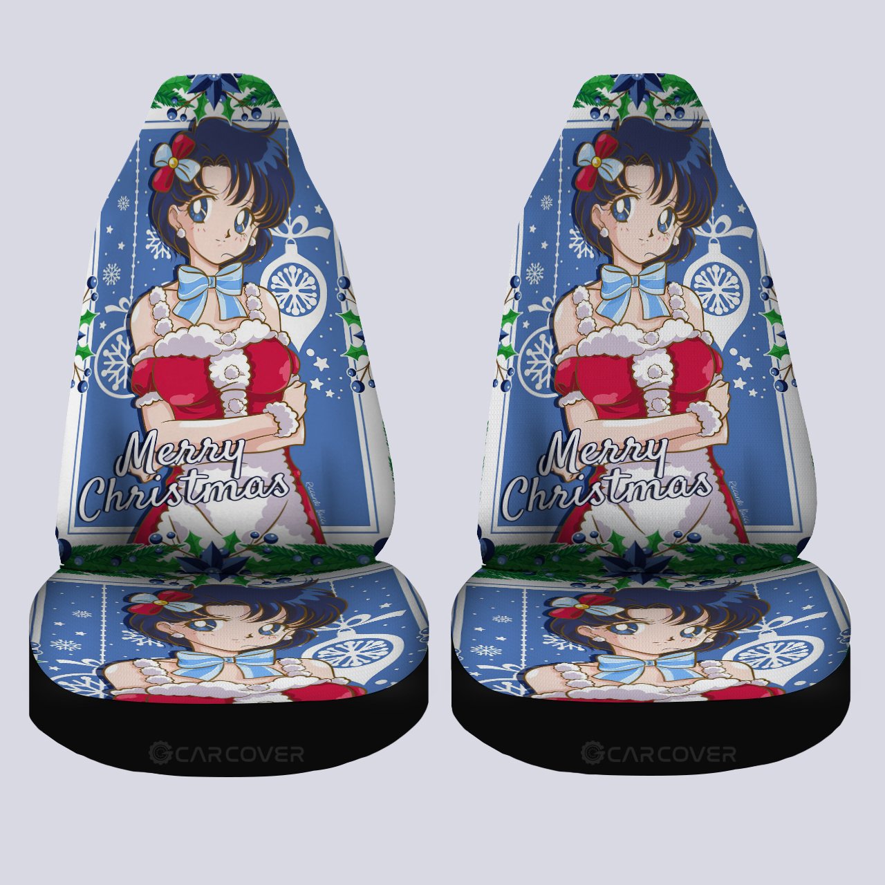 Sailor Mercury Car Seat Covers Custom Christmas Sailor Moon Anime Car Accessories - Gearcarcover - 4