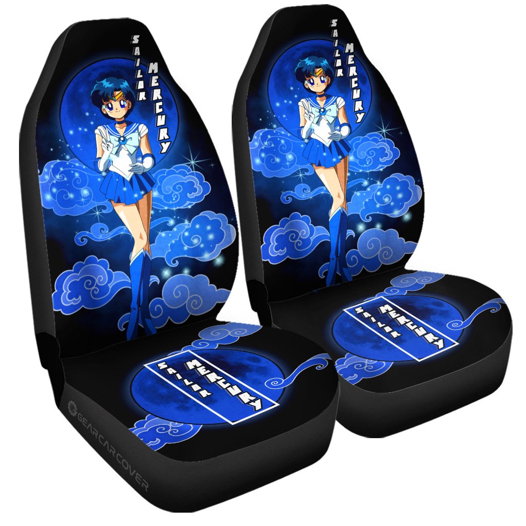 Sailor Mercury Car Seat Covers Custom Sailor Moon Anime Car Accessories - Gearcarcover - 3