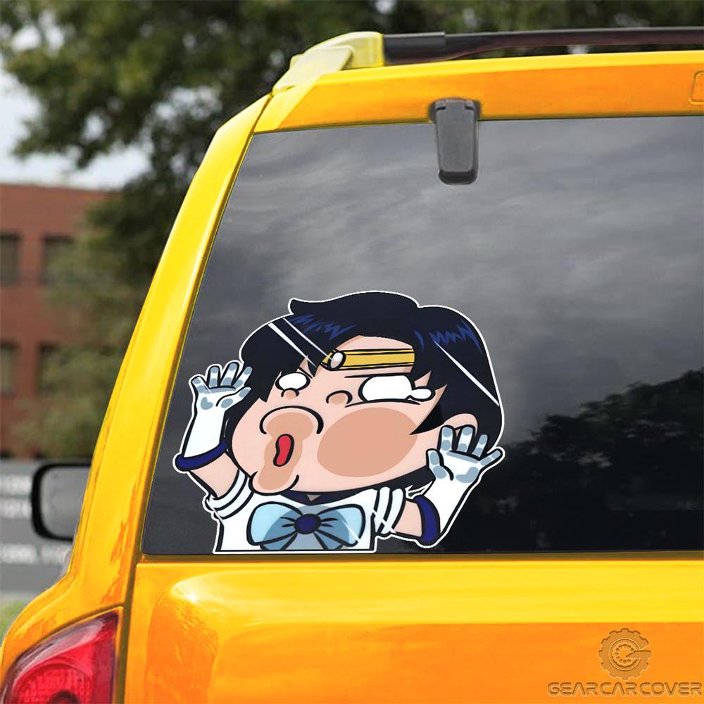 Sailor Mercury Hitting Glass Car Sticker Custom Sailor Moon Anime Car Accessories For Anime Fans - Gearcarcover - 3