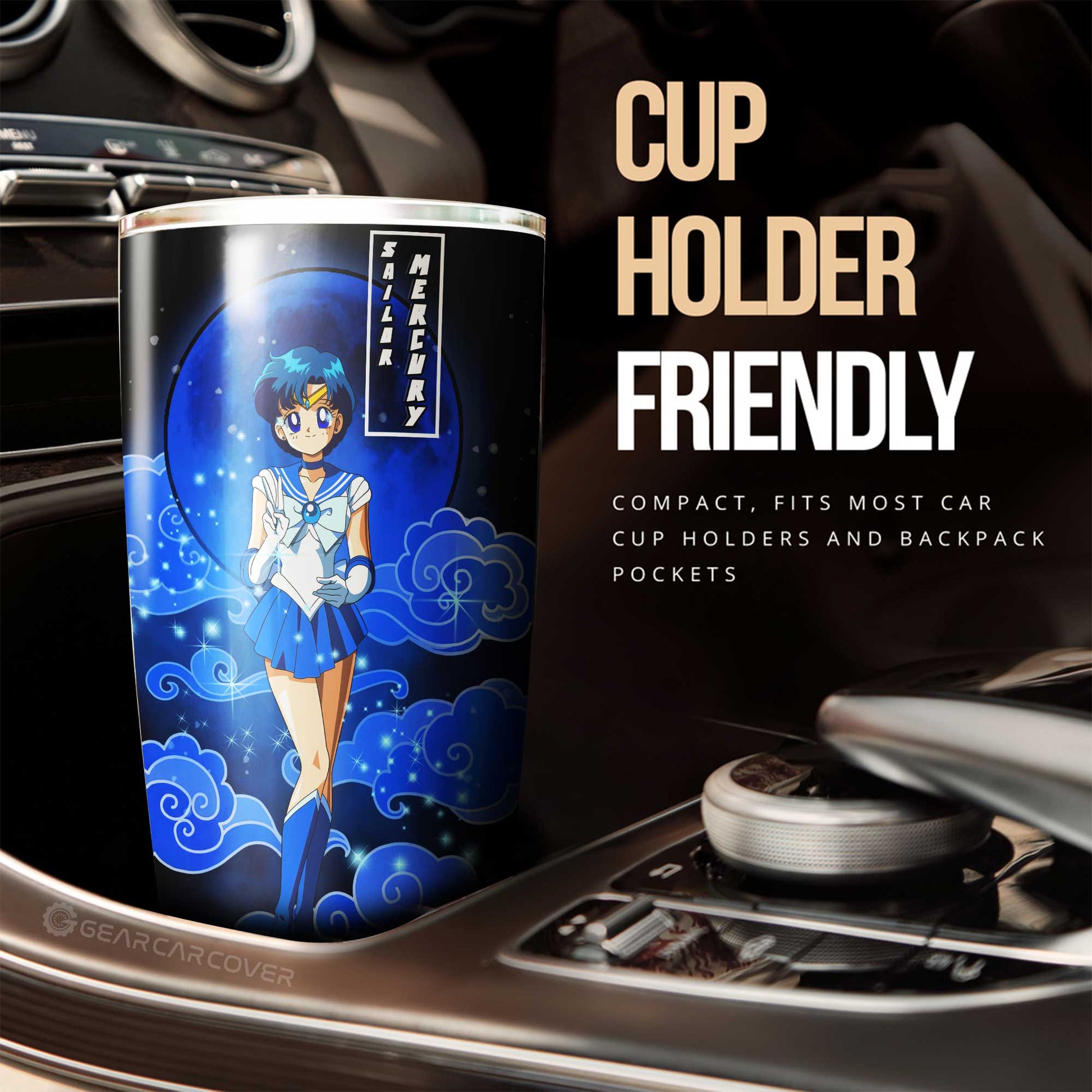 Sailor Mercury Tumbler Cup Custom Sailor Moon Anime Car Accessories - Gearcarcover - 2