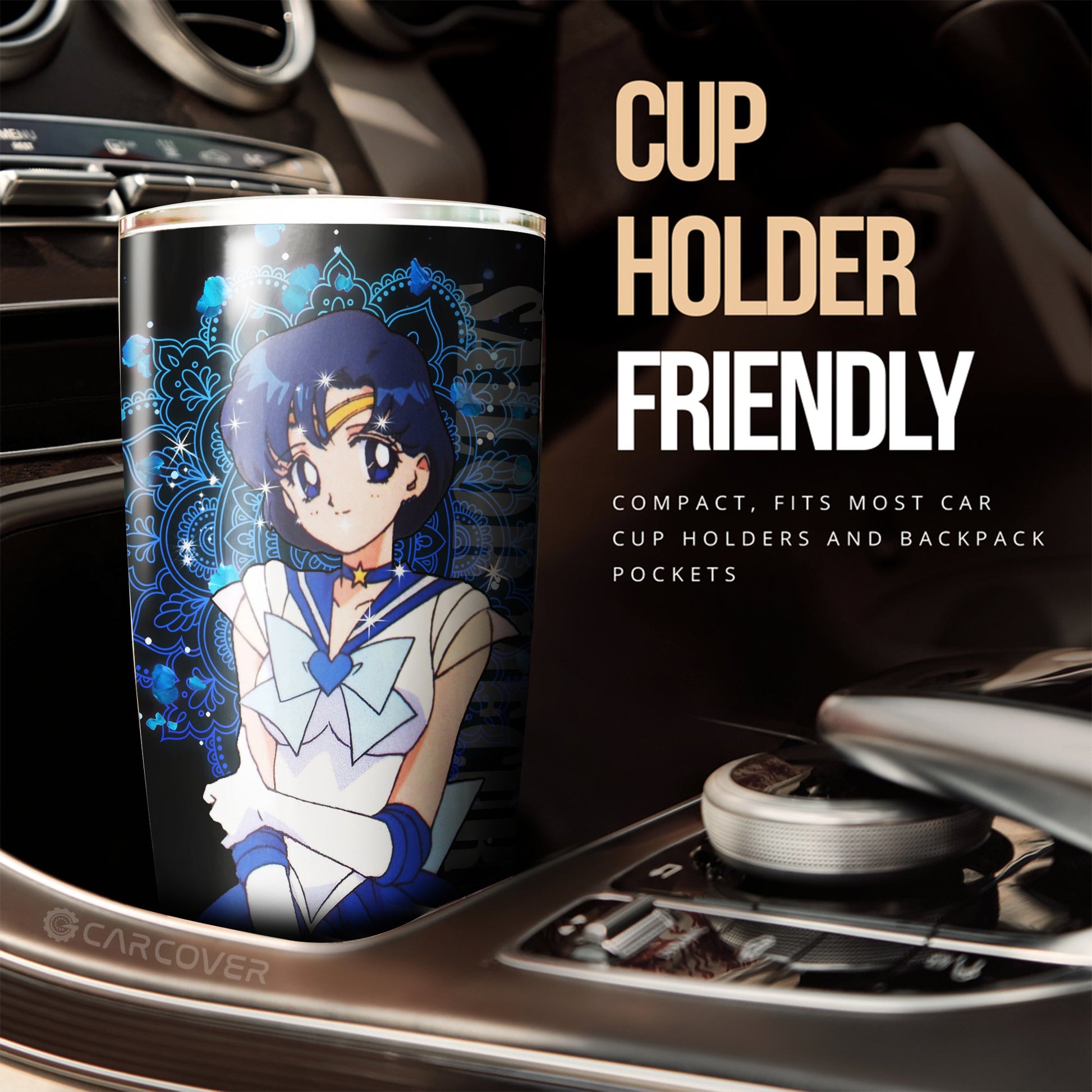 Sailor Moon Anime Tumbler Cup Custom Sailor Mercury Car Accessories - Gearcarcover - 2
