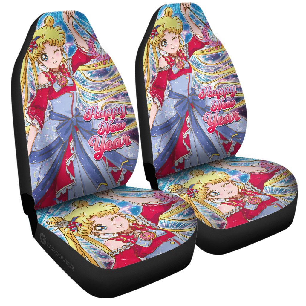 Sailor Moon Car Seat Covers Custom Happy New Year Anime Car Accessories - Gearcarcover - 3