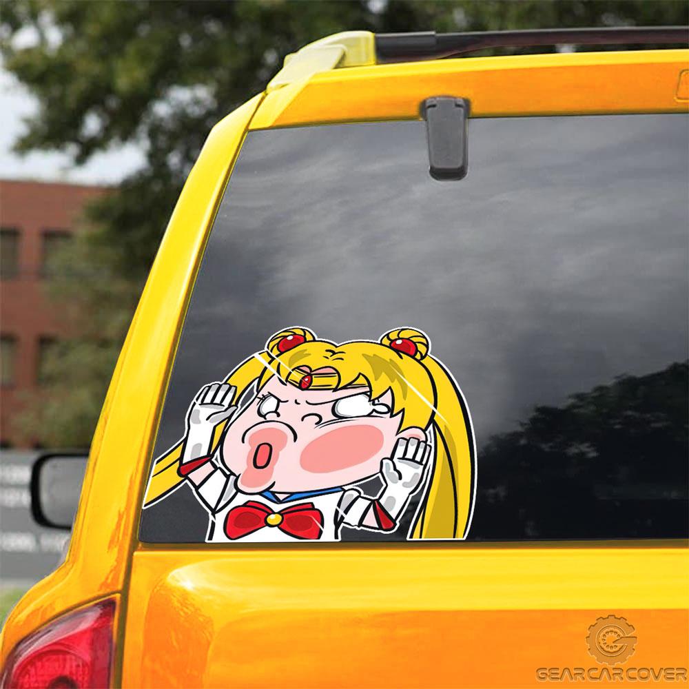 Sailor Moon Hitting Glass Car Sticker Custom Sailor Moon Anime Car Accessories For Anime Fans - Gearcarcover - 3