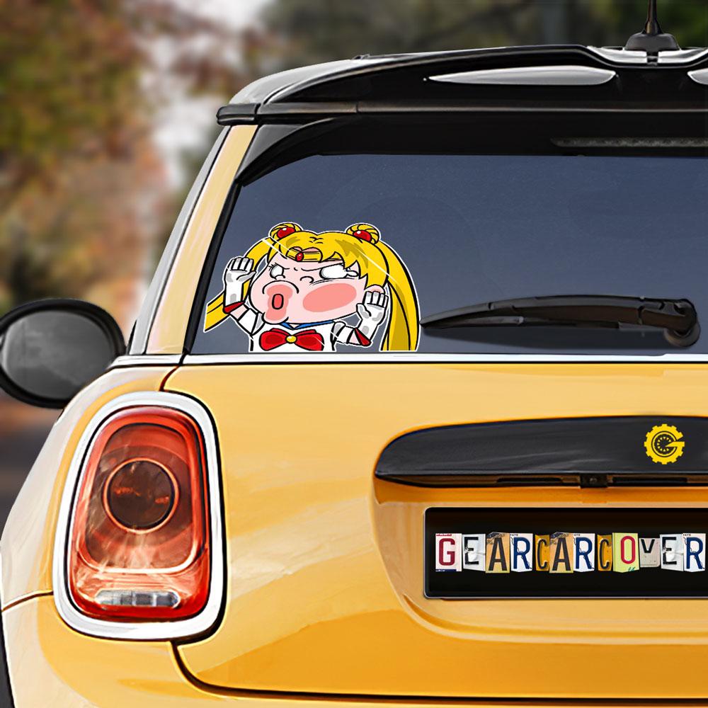 Sailor Moon Hitting Glass Car Sticker Custom Sailor Moon Anime Car Accessories For Anime Fans - Gearcarcover - 1