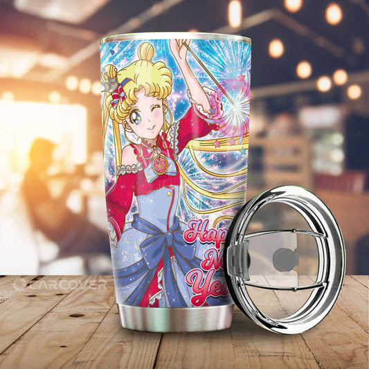 Sailor Moon Tumbler Cup Custom Happy New Year Anime Car Accessories - Gearcarcover - 1