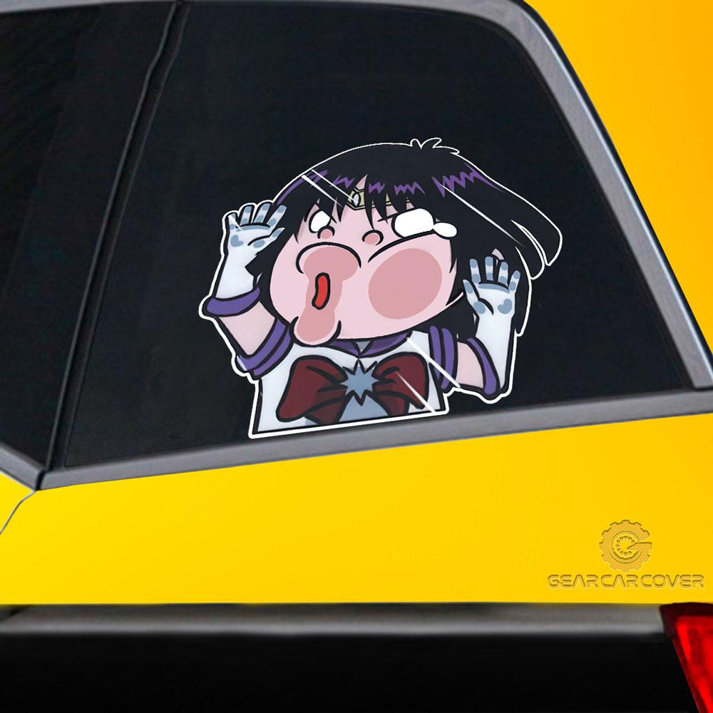 Sailor Saturn Hitting Glass Car Sticker Custom Sailor Moon Anime Car Accessories For Anime Fans - Gearcarcover - 2
