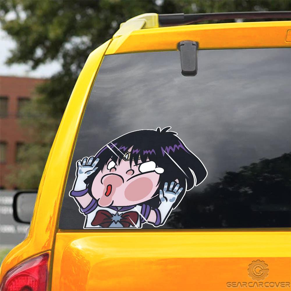 Sailor Saturn Hitting Glass Car Sticker Custom Sailor Moon Anime Car Accessories For Anime Fans - Gearcarcover - 3