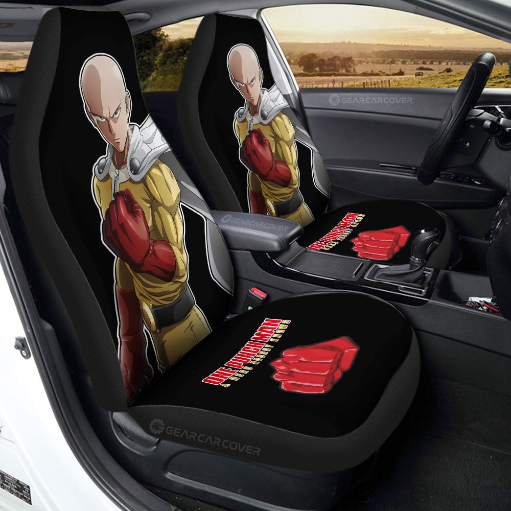 Saitama Car Seat Covers Custom Main Hero One Punch Man Anime Car Accessories - Gearcarcover - 1