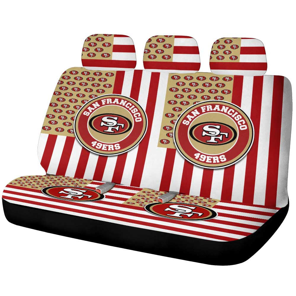 San Francisco 49ers Car Back Seat Cover Custom US Flag Style