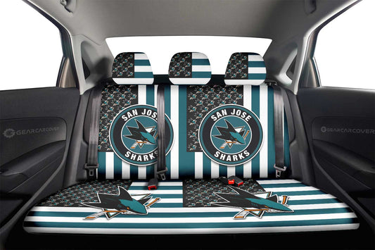 San Jose Sharks Car Back Seat Cover Custom US Flag Style - Gearcarcover - 2