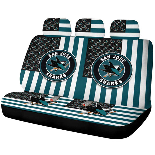 San Jose Sharks Car Back Seat Cover Custom US Flag Style - Gearcarcover - 1