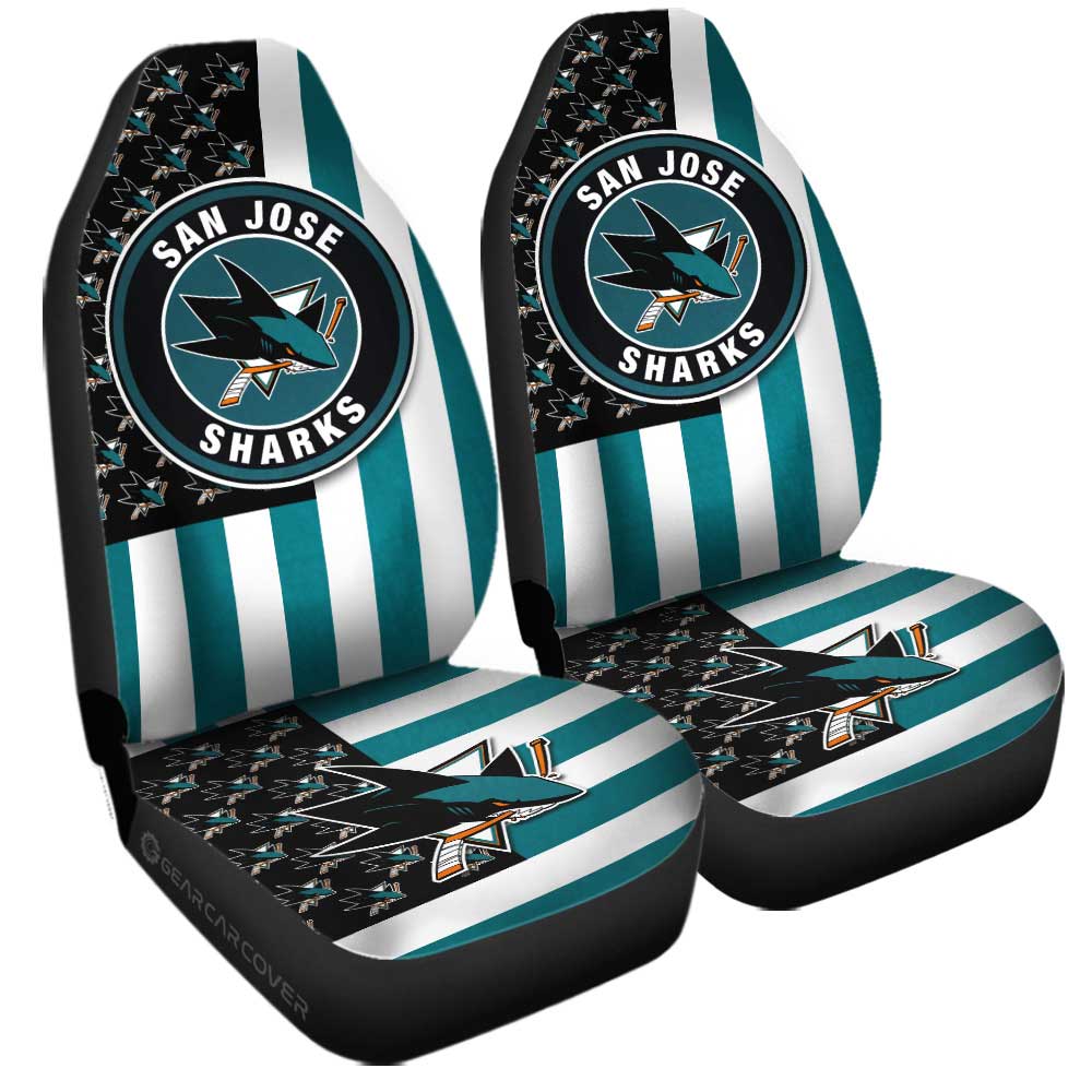 San Jose Sharks Car Seat Covers Custom US Flag Style - Gearcarcover - 3