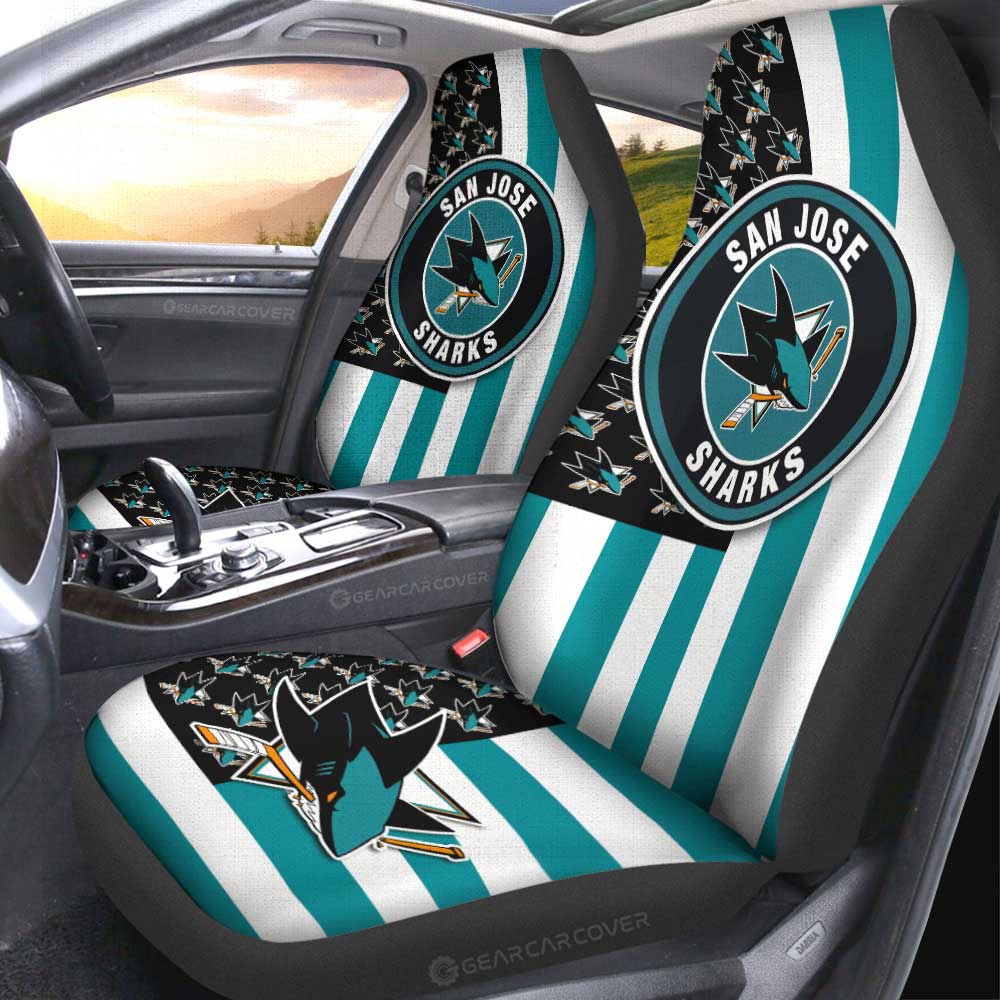 San Jose Sharks Car Seat Covers Custom US Flag Style - Gearcarcover - 2