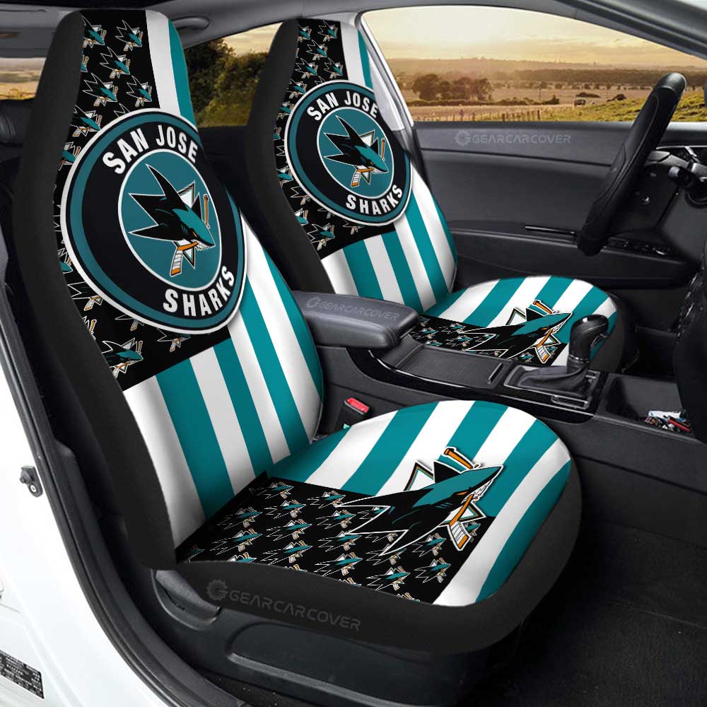 San Jose Sharks Car Seat Covers Custom US Flag Style - Gearcarcover - 1