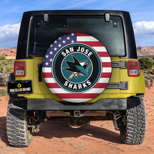 San Jose Sharks Spare Tire Covers Custom US Flag Style - Gearcarcover - 2
