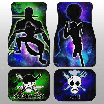 Sanji And Zoro Car Floor Mats Custom One Piece Anime Silhouette Style - Gearcarcover - 1