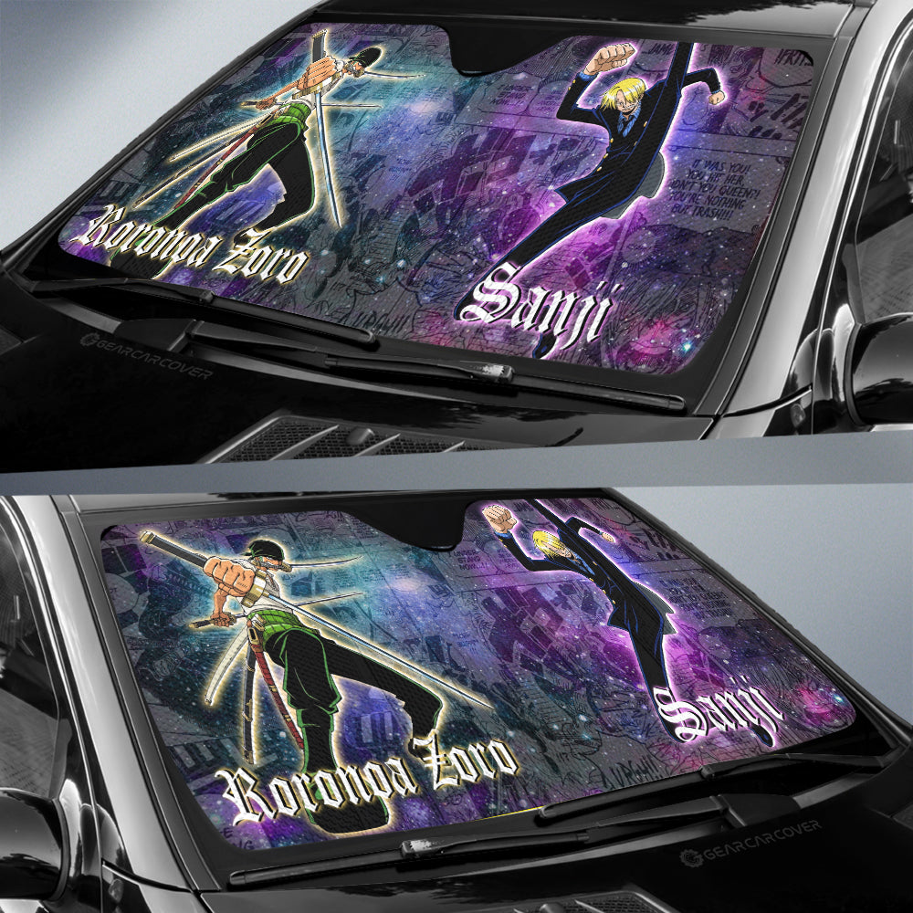 Sanji And Zoro Car Sunshade Custom One Piece Anime Car Accessories Manga Galaxy Style - Gearcarcover - 2