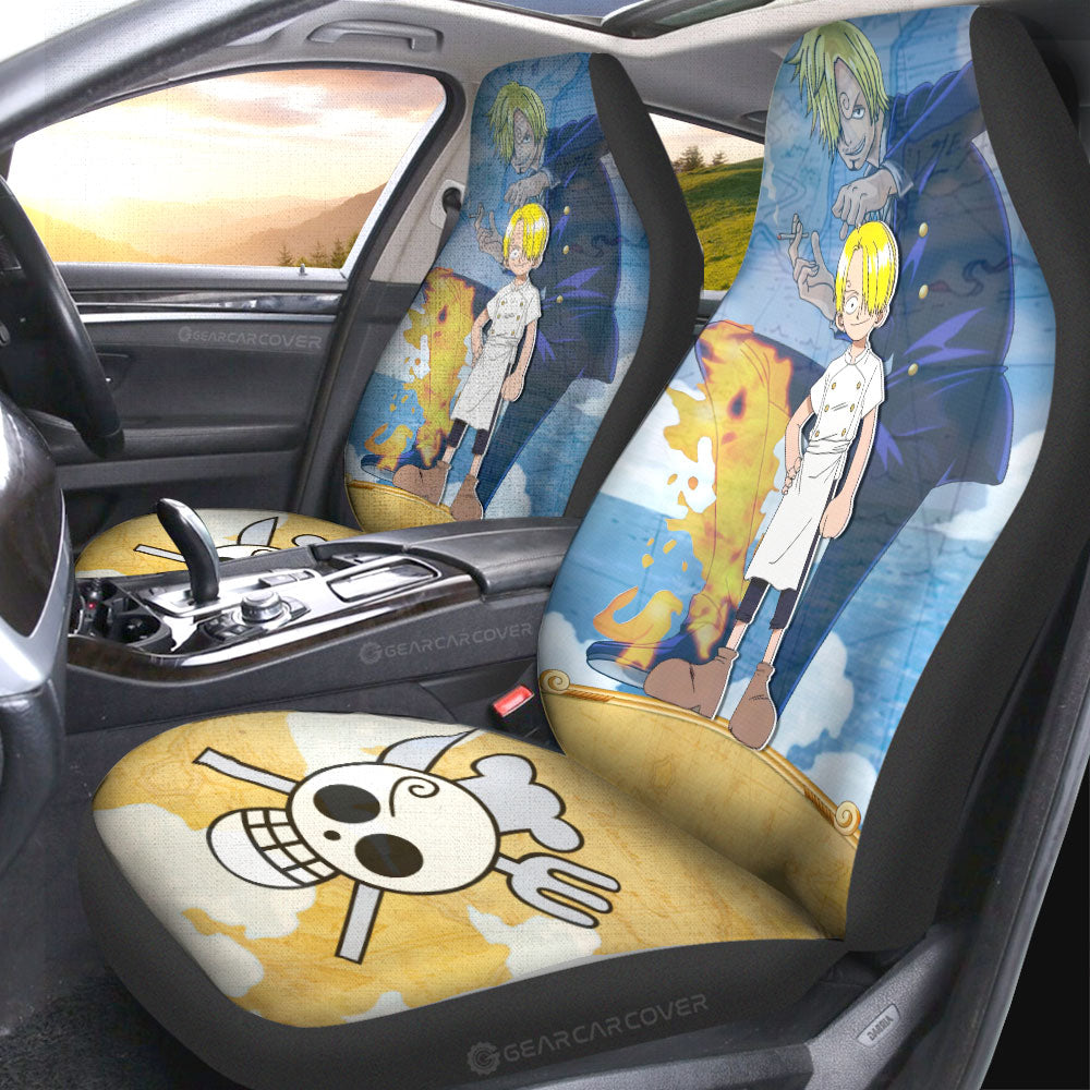 Sanji Car Seat Covers Custom One Piece Map Anime Car Accessories - Gearcarcover - 2