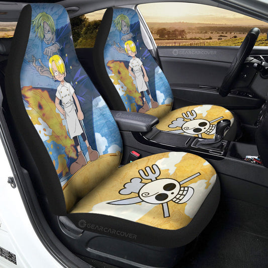 Sanji Car Seat Covers Custom One Piece Map Anime Car Accessories - Gearcarcover - 1