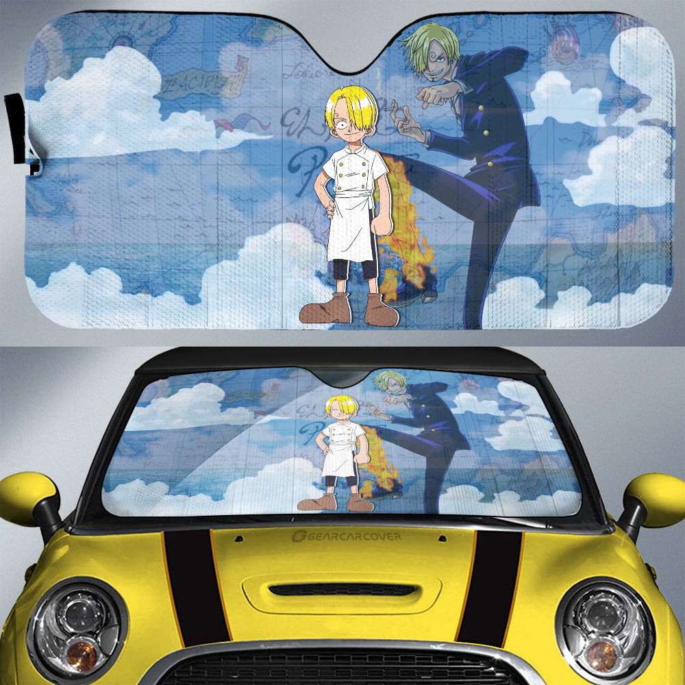 Sanji Car Sunshade Custom One Piece Map Anime Car Accessories - Gearcarcover - 1