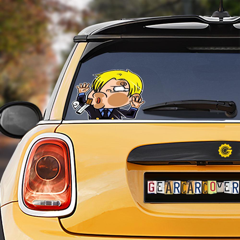 Sanji Hitting Glass Car Sticker Custom One Piece Anime Car Accessories For Anime Fans - Gearcarcover - 1