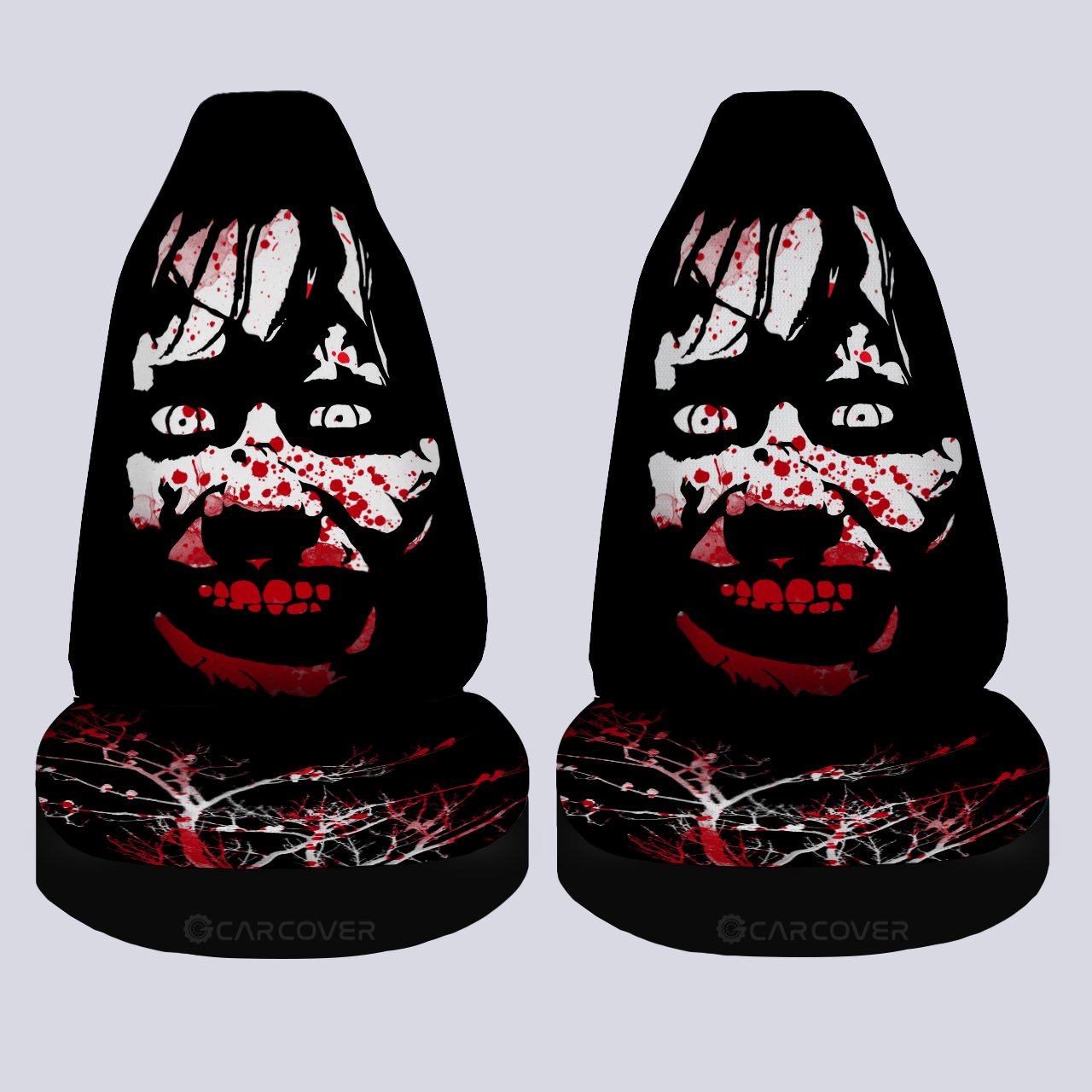 Scary Face Car Seat Covers Custom Car Accessories Creepy Halloween Decorations - Gearcarcover - 4