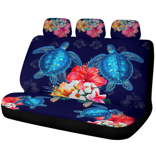 Sea Turtle Car Back Seat Covers Custom Hibiscus Flower Car Accessories - Gearcarcover - 1