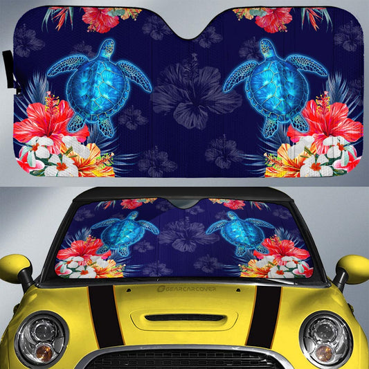 Sea Turtle Car Sunshade Custom Hibiscus Flower Car Accessories - Gearcarcover - 1