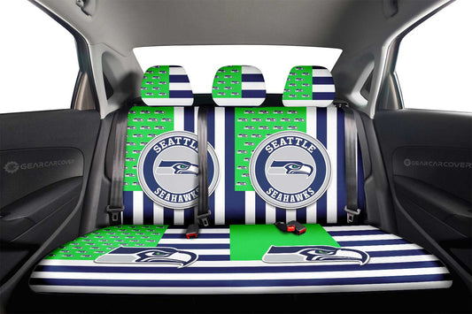 Seattle Seahawks Car Back Seat Cover Custom US Flag Style - Gearcarcover - 2