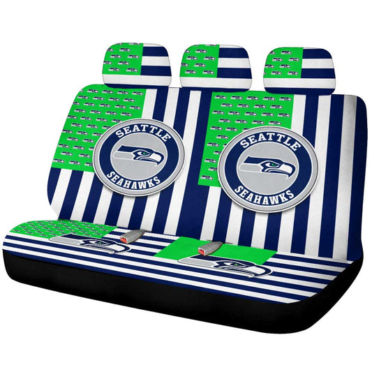 Seattle Seahawks Car Back Seat Cover Custom US Flag Style - Gearcarcover - 1