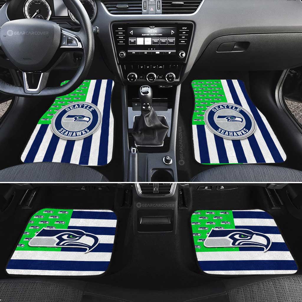 Seattle Seahawks Car Floor Mats Custom US Flag Style - Gearcarcover - 2